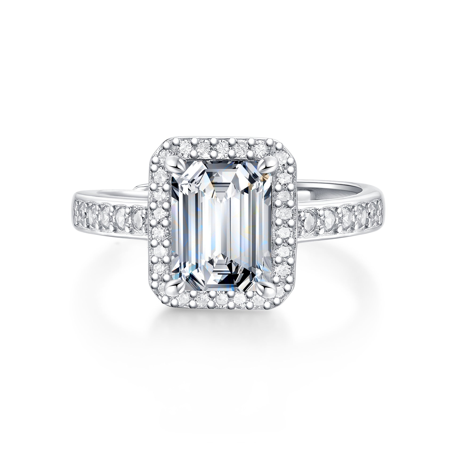 Emerald Cut Moissanite Halo Ring - HERS