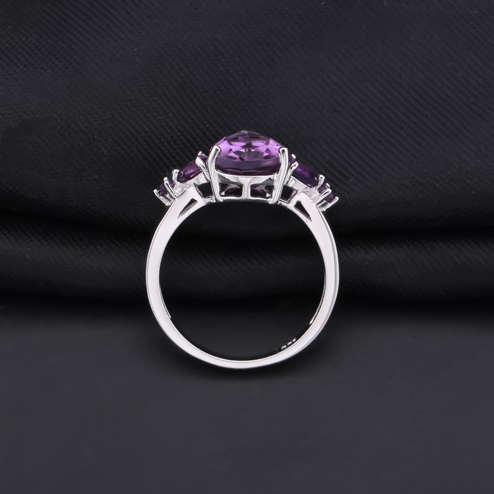 Amethyst Engagement Ring Set - HERS