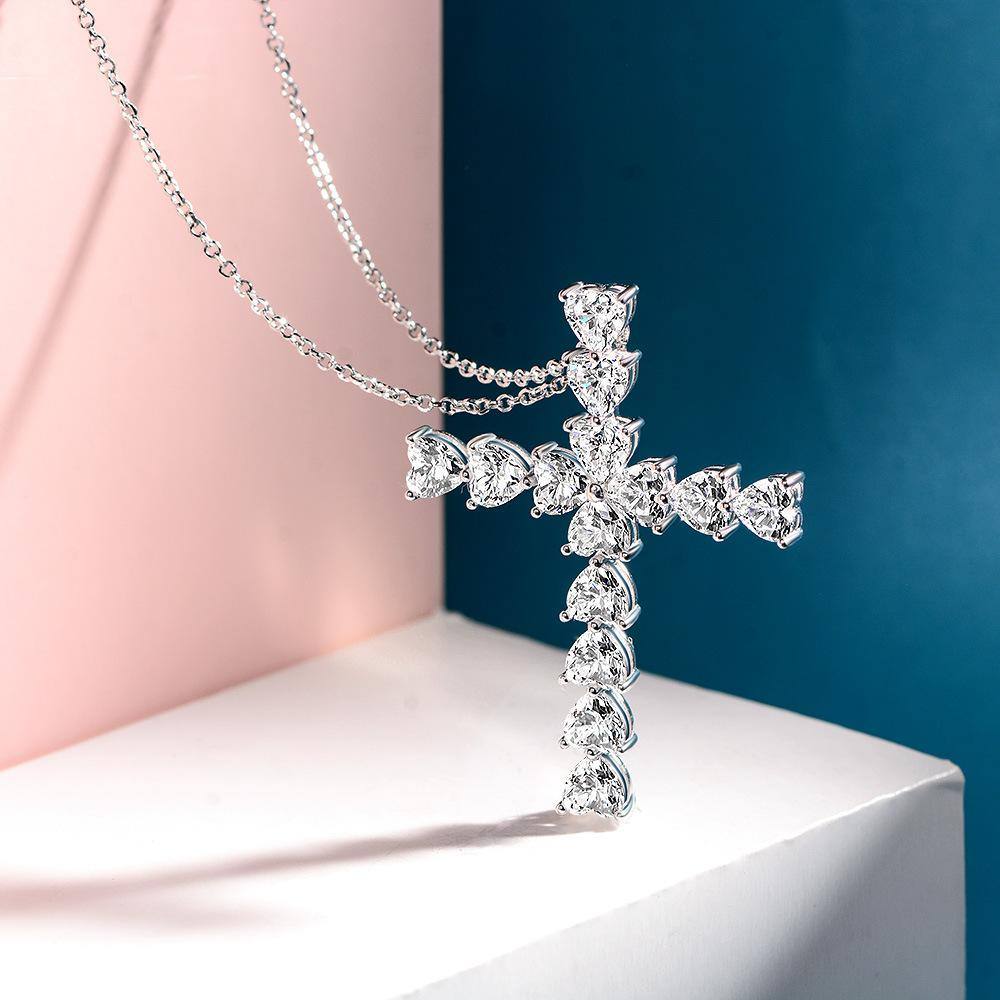 Small Diamond Cross Necklace - HER'S