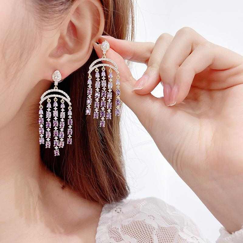 Shiny Geometric Tassel Earrings - HER'S