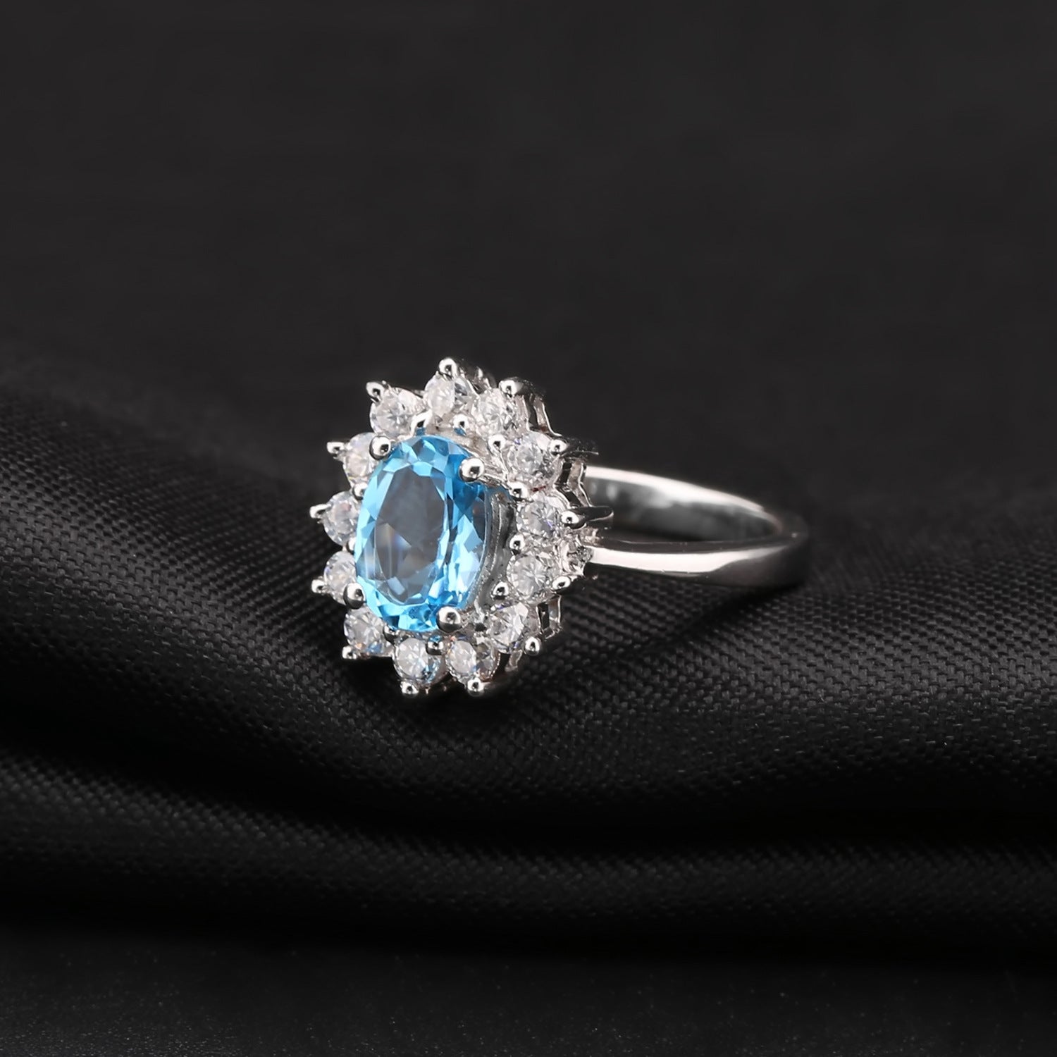 Blue Topaz Halo Ring - HERS