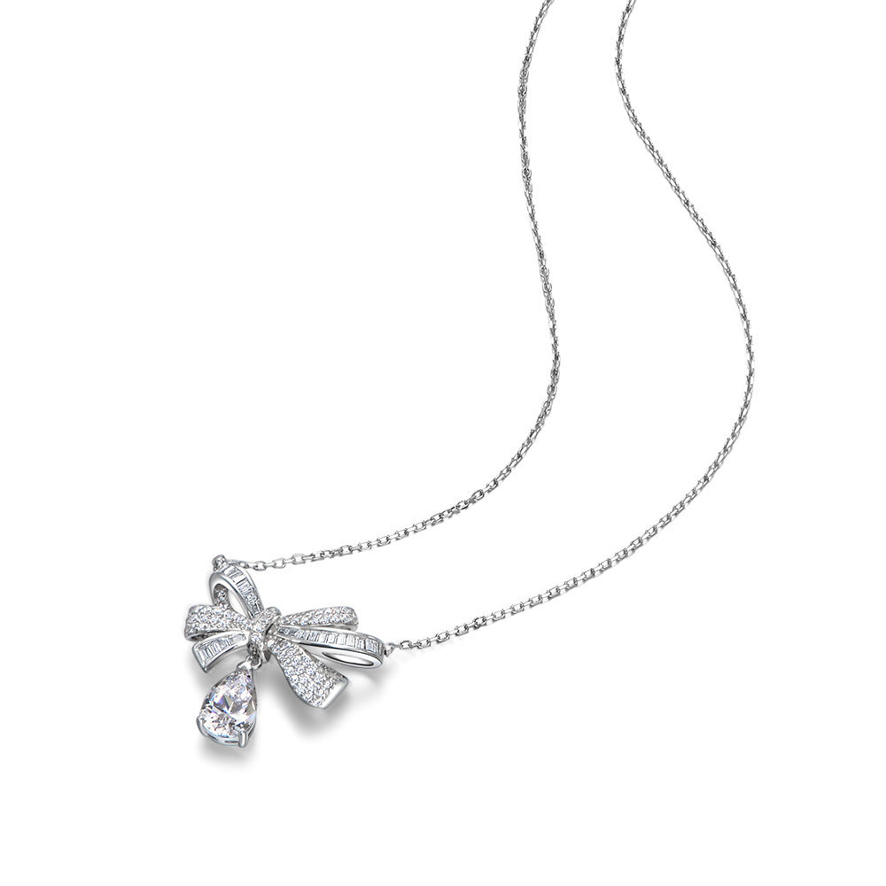 Diamond Bow Necklace - HERS