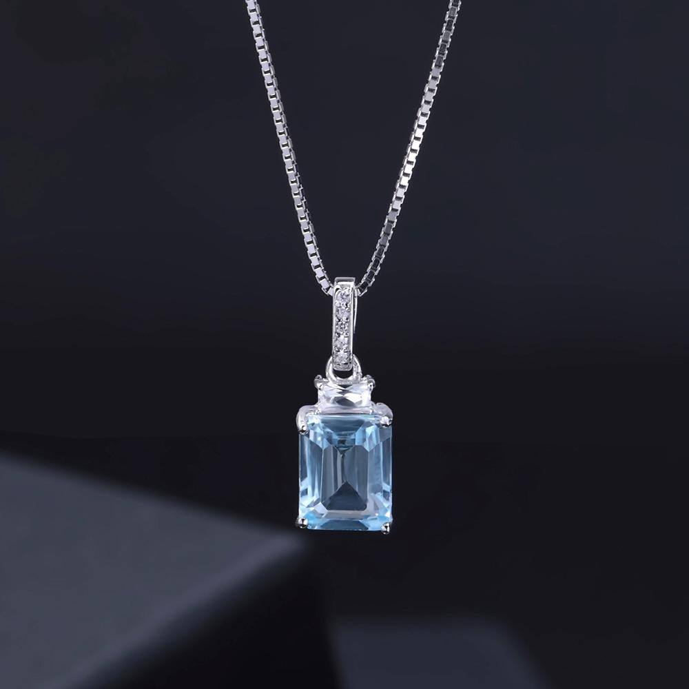 Square Blue Topaz Necklace - HER'S