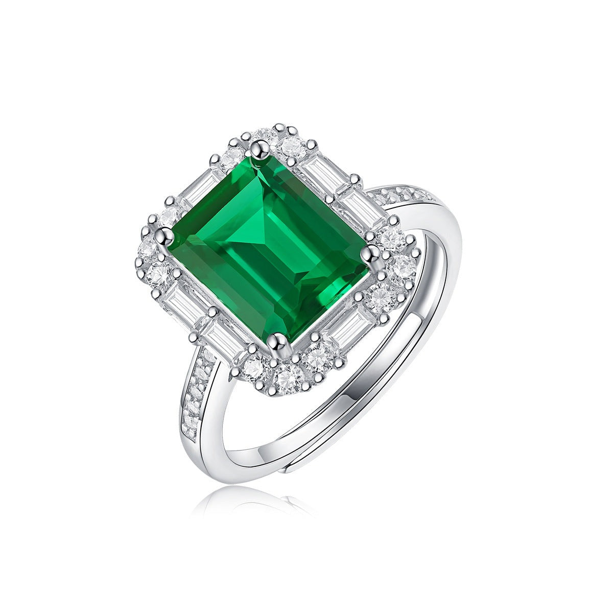 Baguette Cut Emerald Engagement Ring - HERS