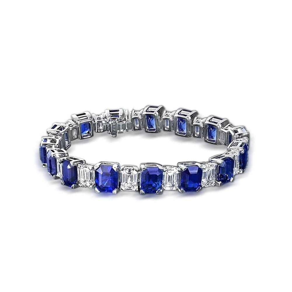 Sapphire Tennis Bracelet with Big Stone - HER'S