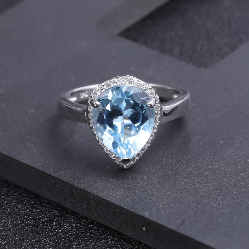 Pear Shaped Blue Topaz Ring - HERS