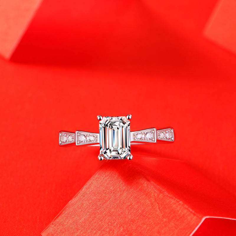 Moissanite Emerald Cut Engagement Rings - HERS