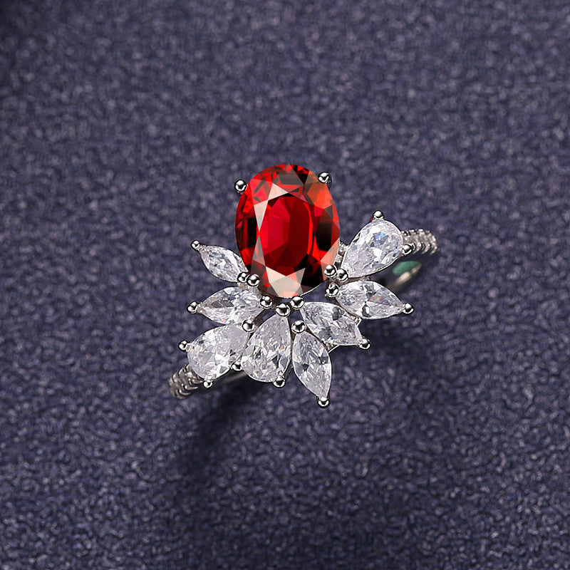 Flower Ruby and Diamond Ring - HERS