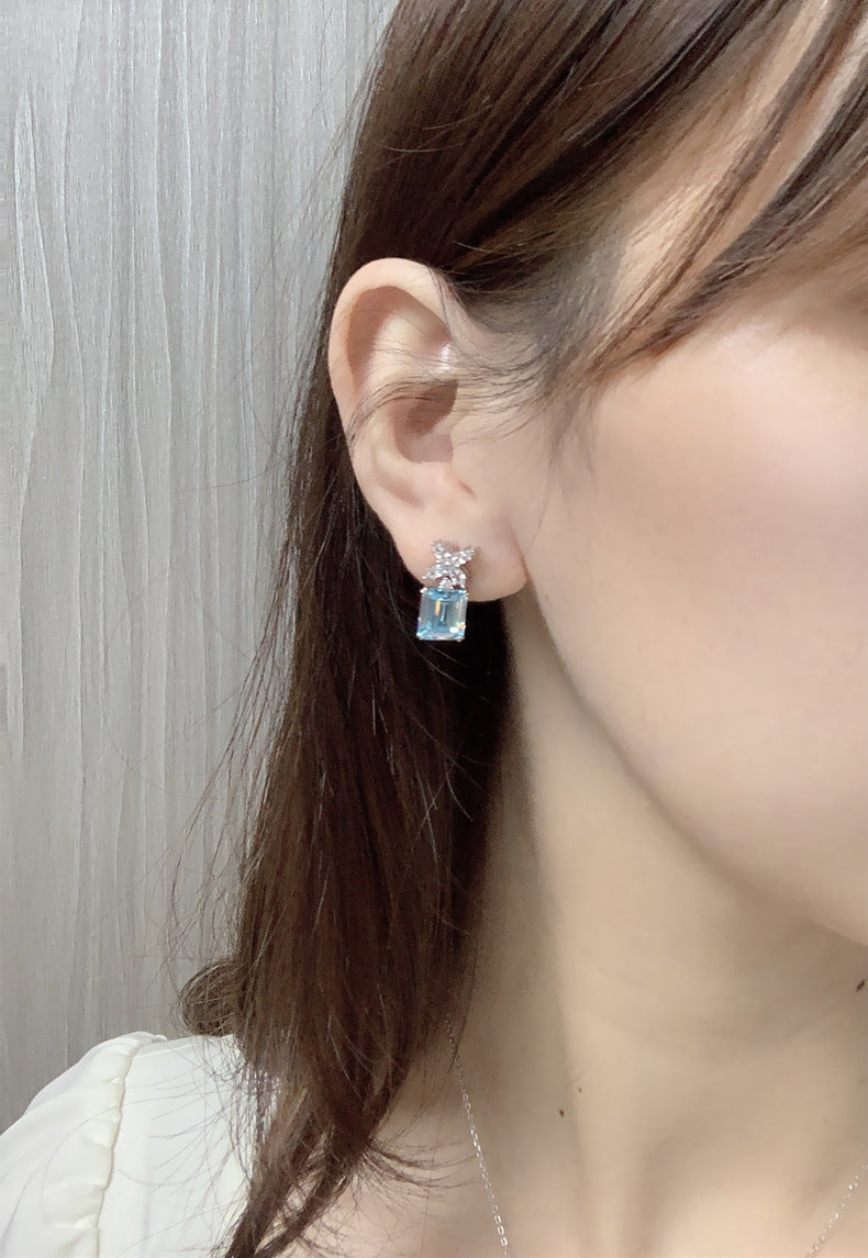 Aquamarine Emerald Cut Earrings - HERS