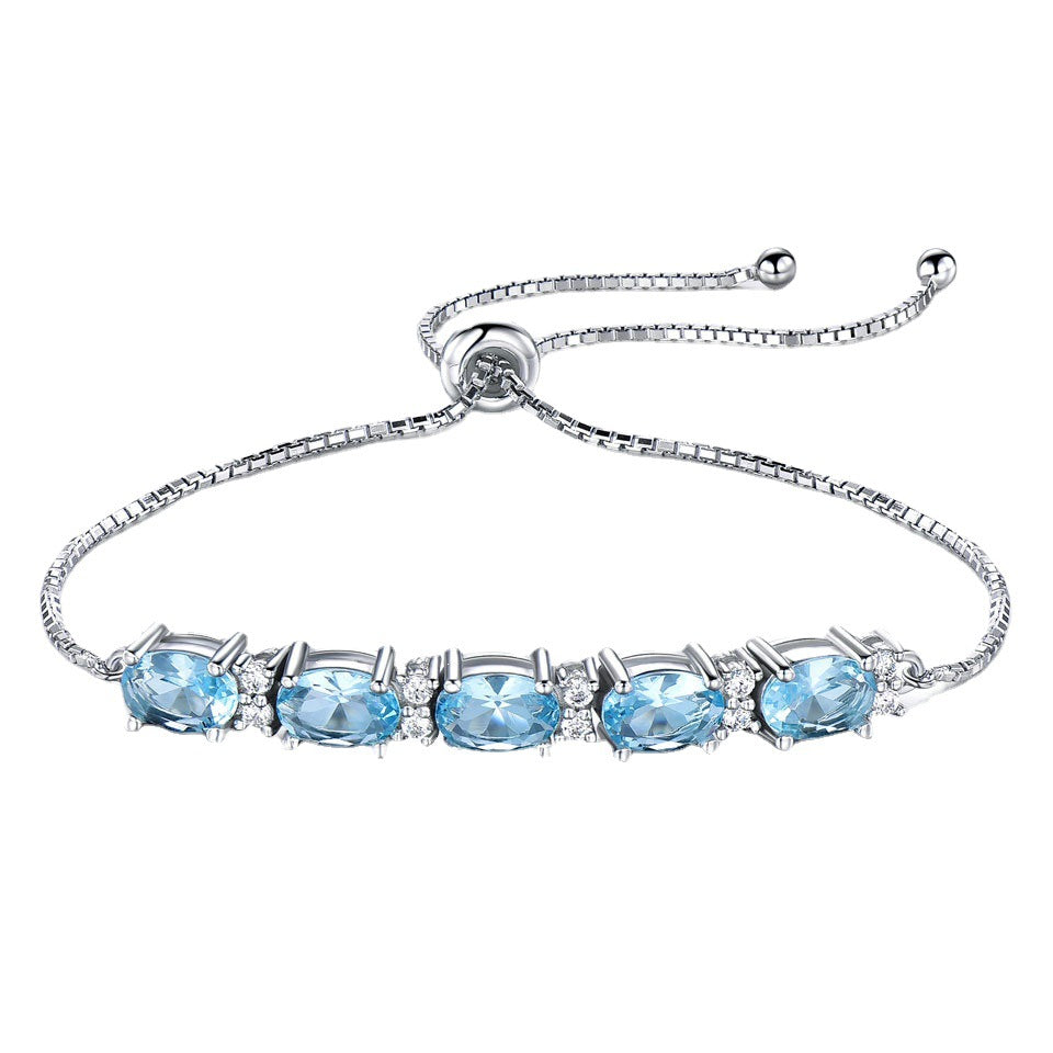 Blue Topaz Bracelet Sterling Silver - HERS