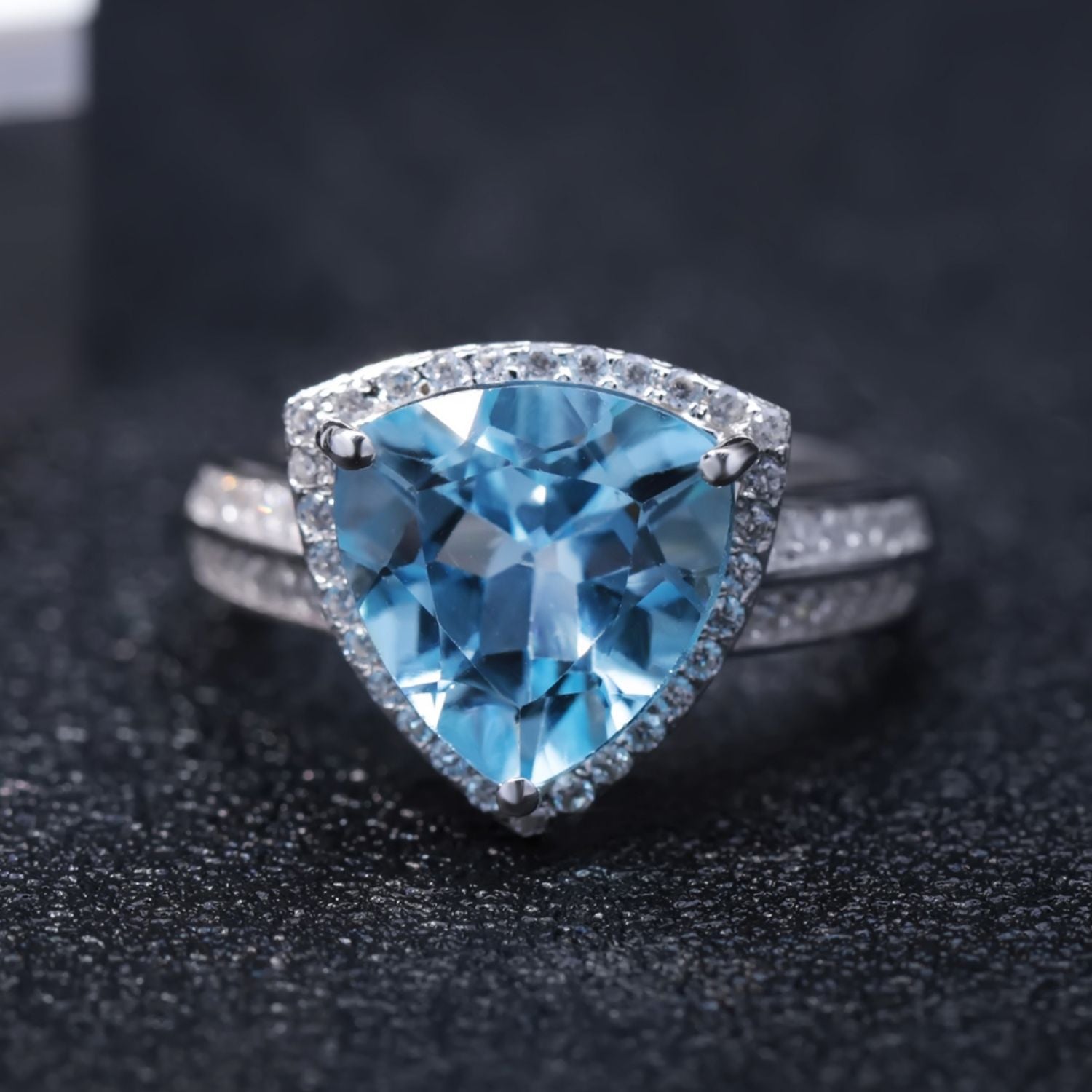 Blue Topaz Wedding Ring - HERS
