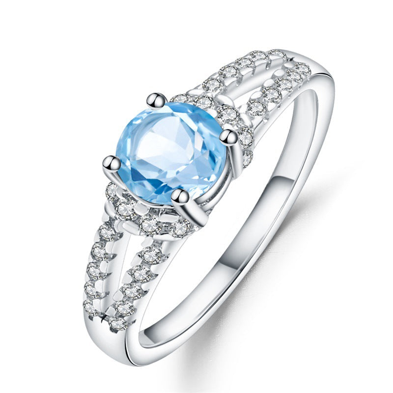 Swiss Blue Topaz Engagement Ring