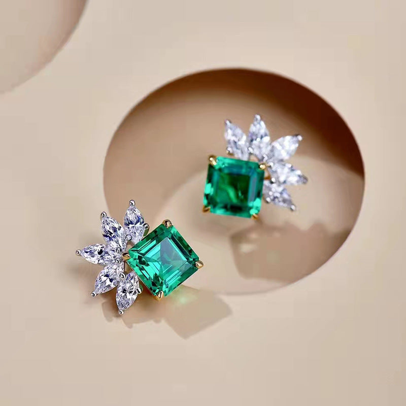 Real Emerald Earrings Studs