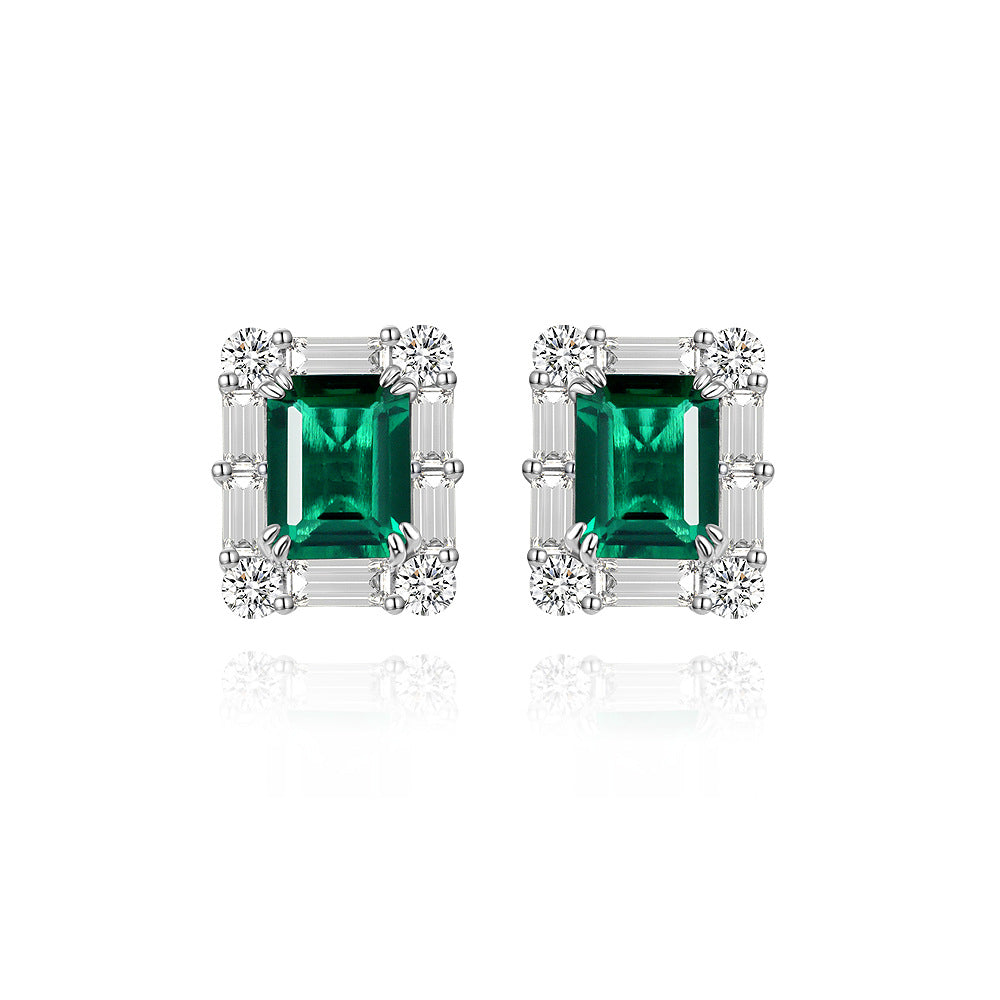 Real Emerald Stud Earrings White Gold
