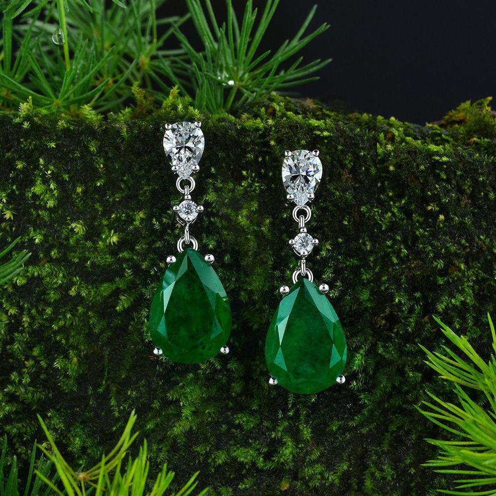 Emerald Teardrop Earrings - HERS