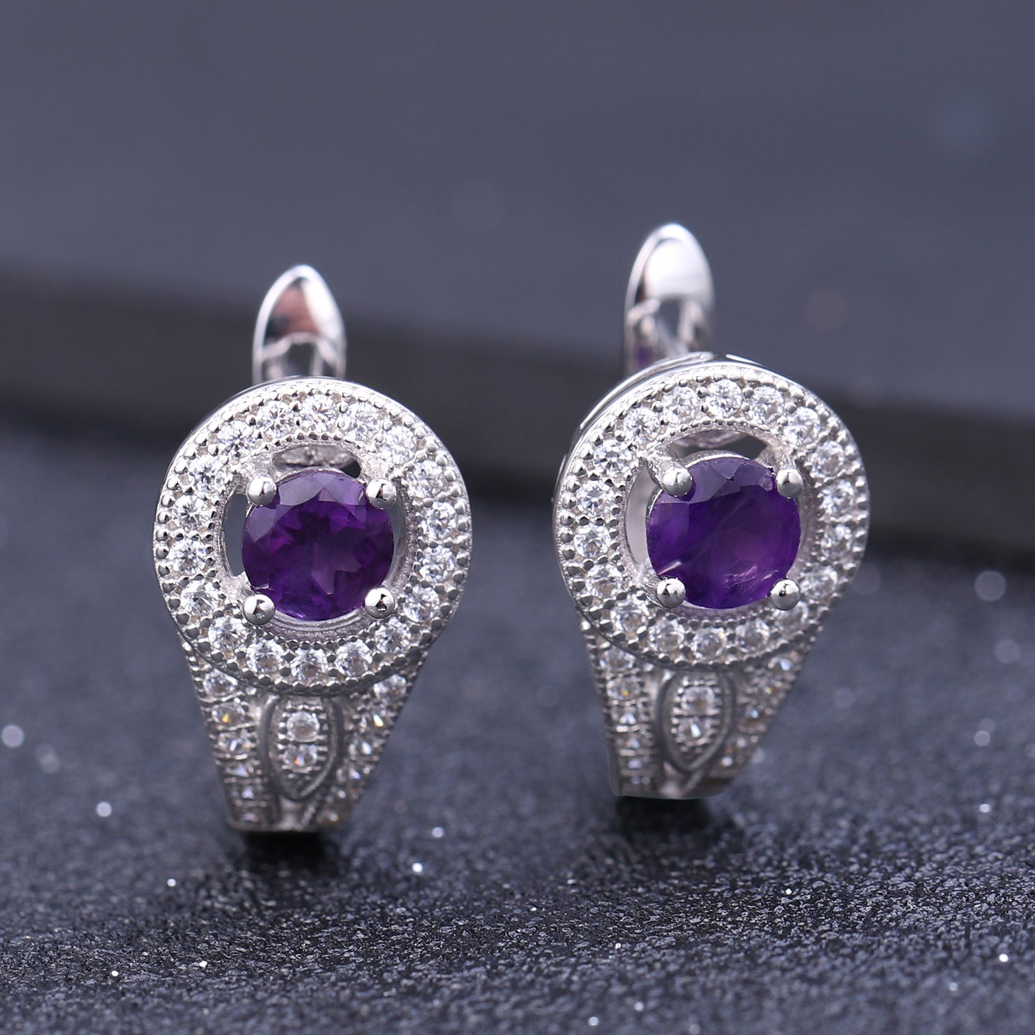 Vintage Purple Engagement Ring Set