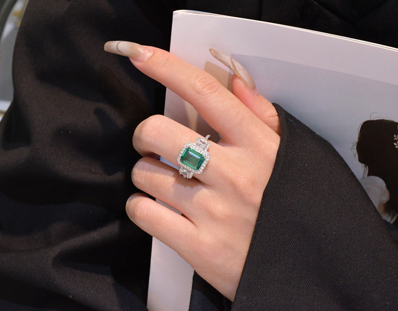 Vintage Emerald Cut Emerald Engagement Ring