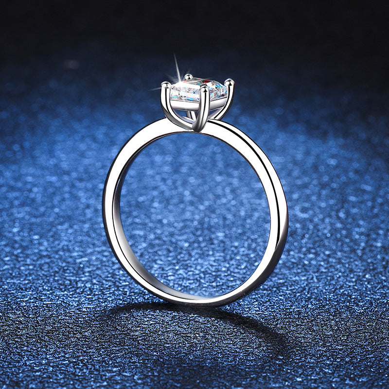 Emerald Cut moissanite Solitaire Ring