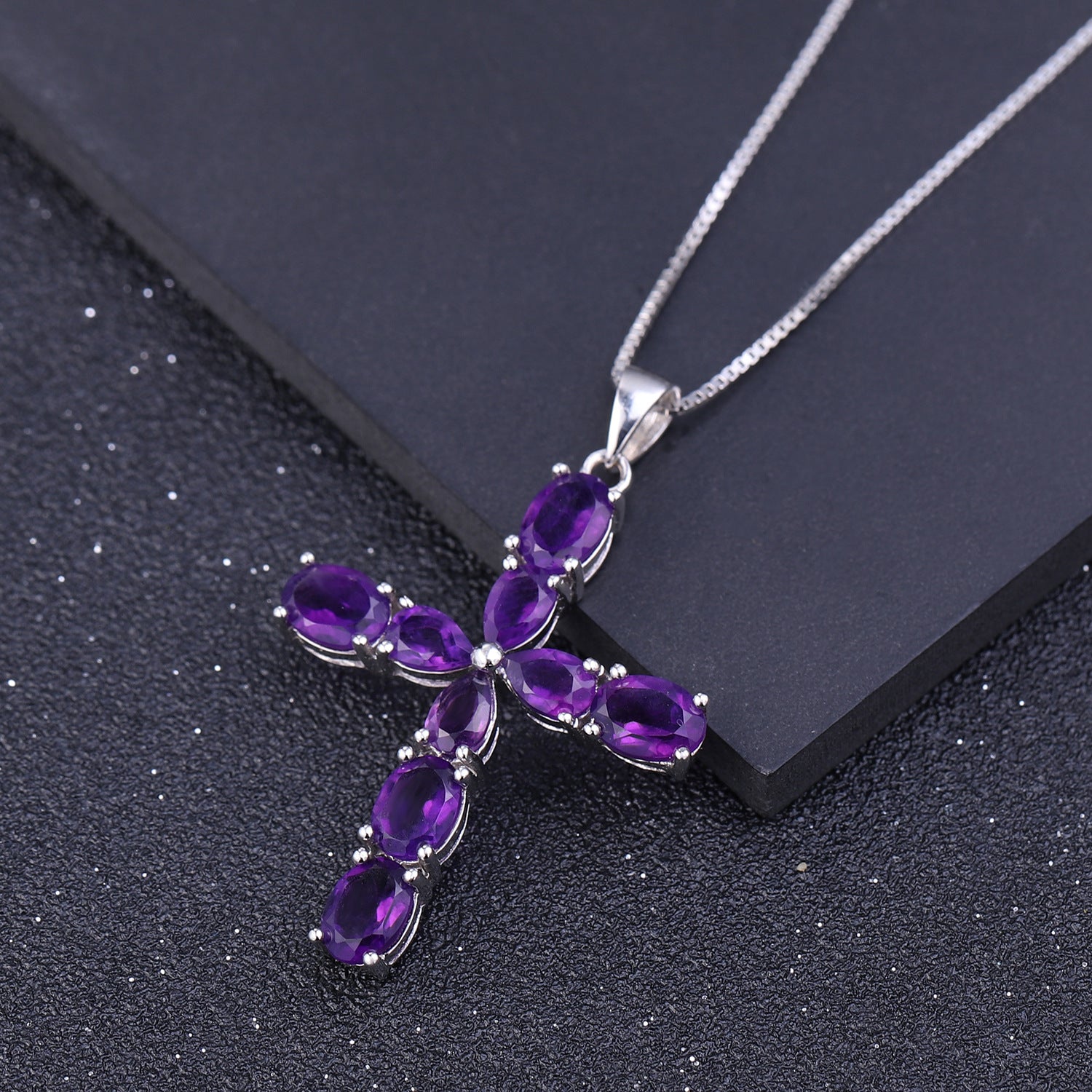 Amethyst Cross Necklace - HERS