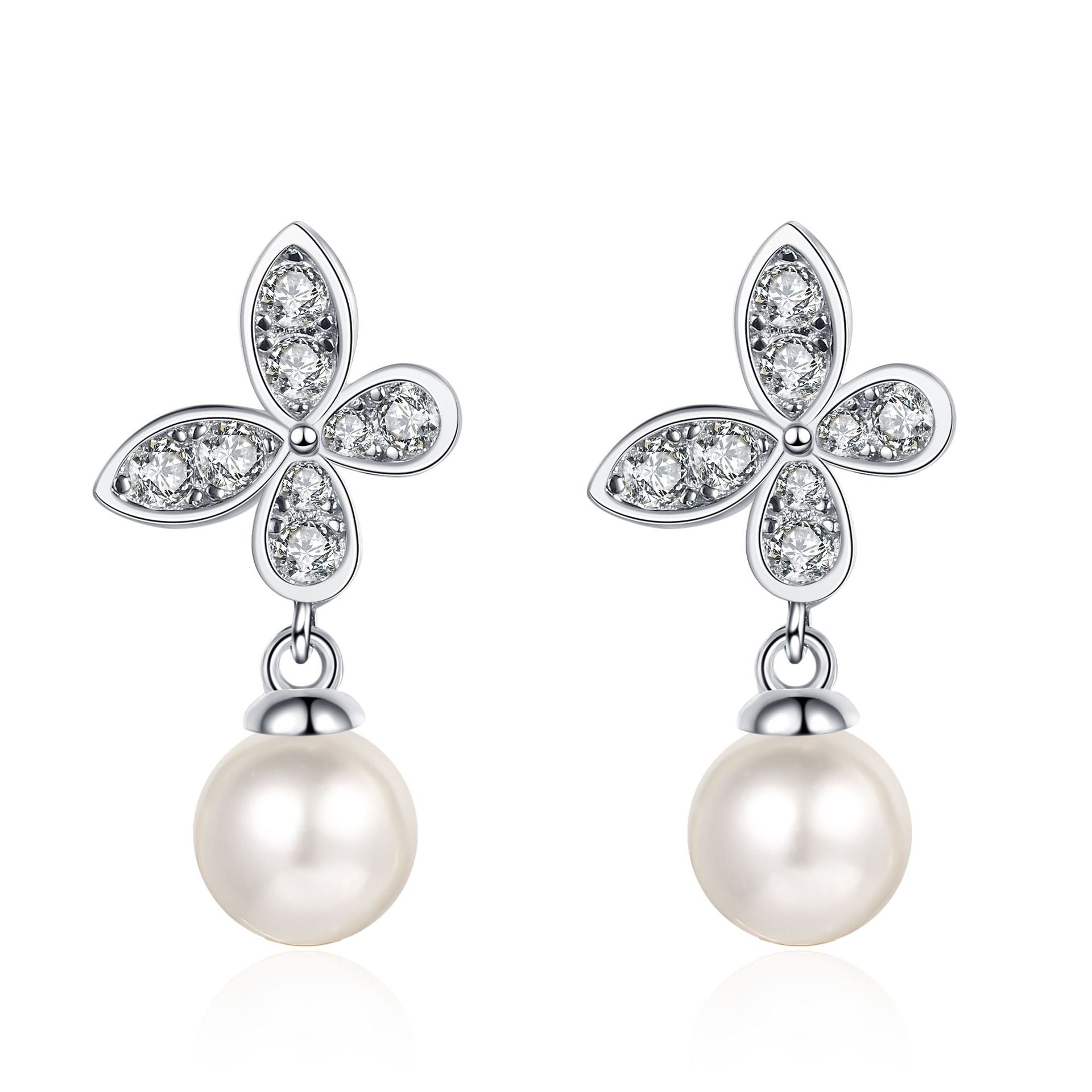 Diamond Pearl Drop Earrings - HERS