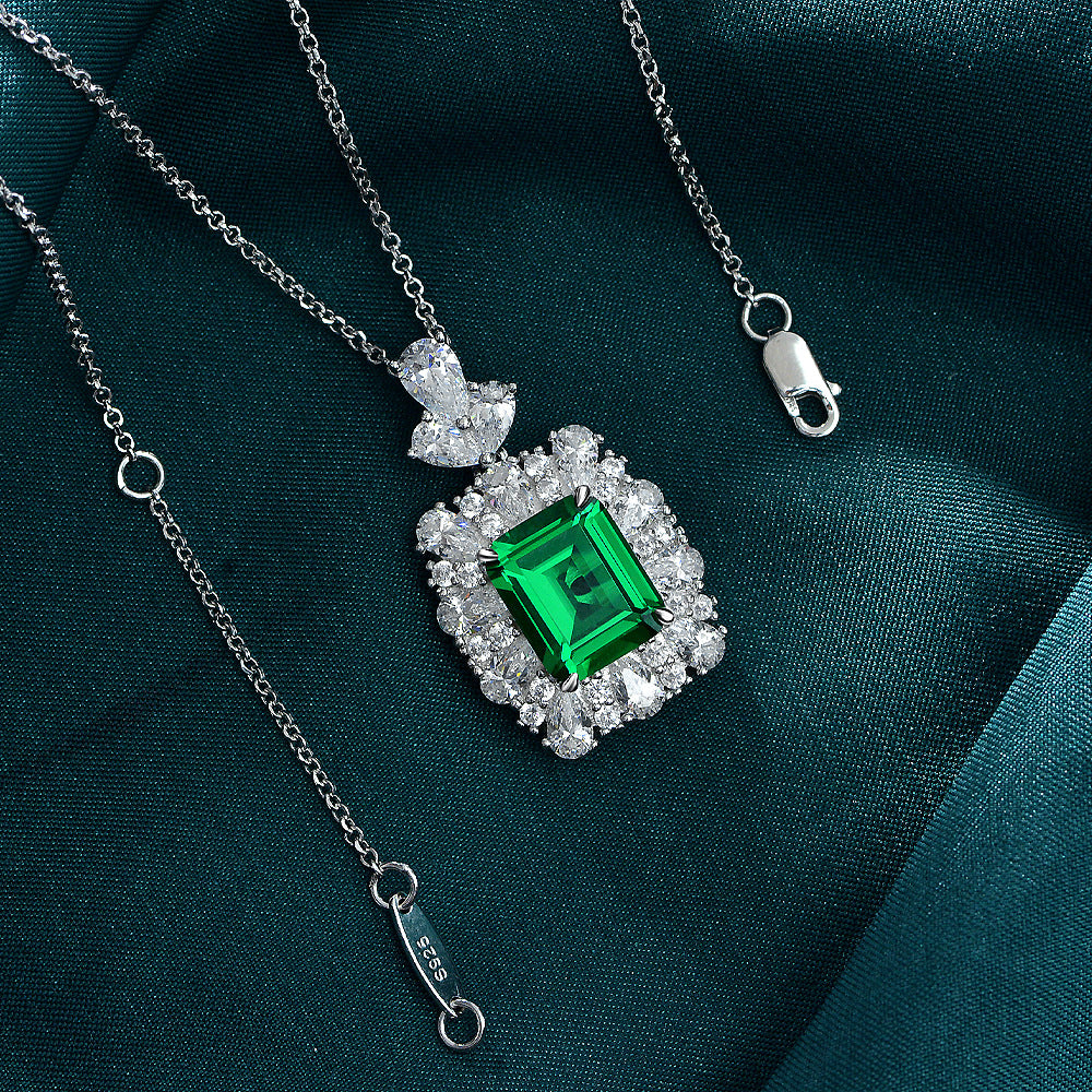 Silver Emerald Necklace