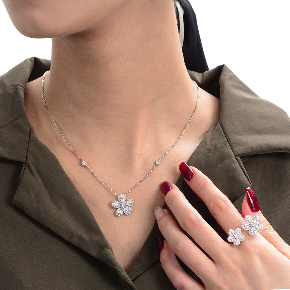 Diamond Flower Pendant Necklace - HERS
