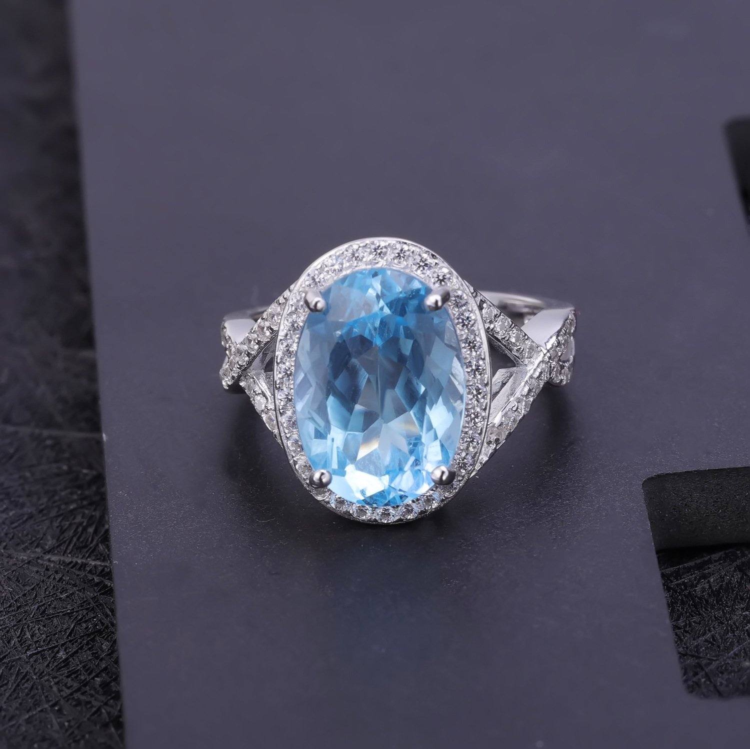 Blue Topaz Engagement Ring - HERS
