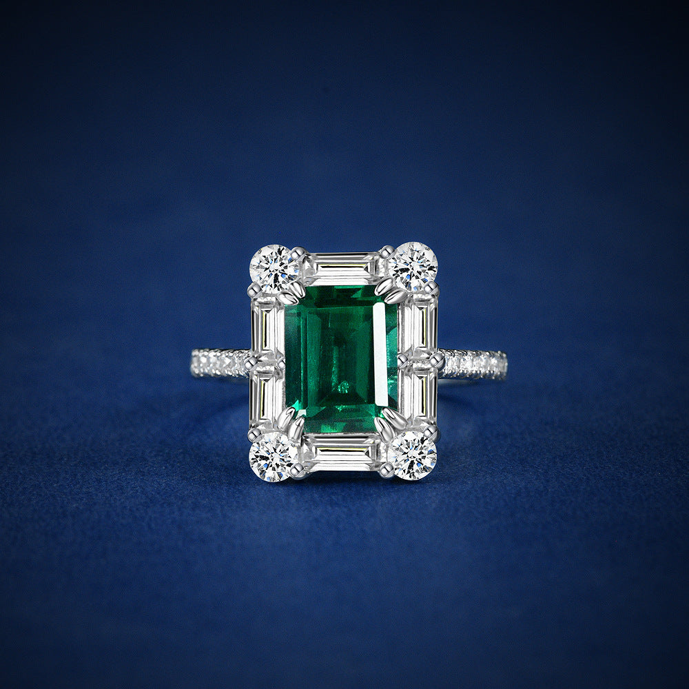 Rectangle Emerald Engagement Ring