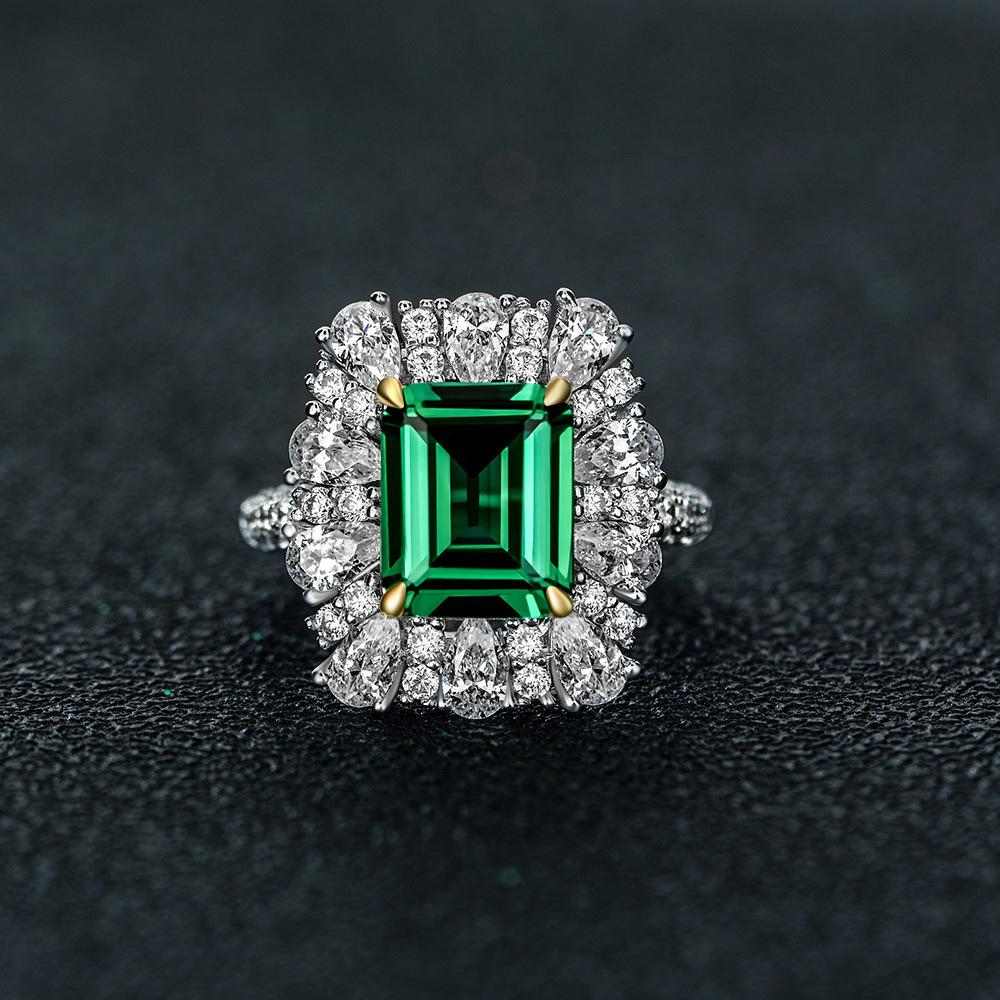 Diamond and Emerald Engagement Ring - HERS