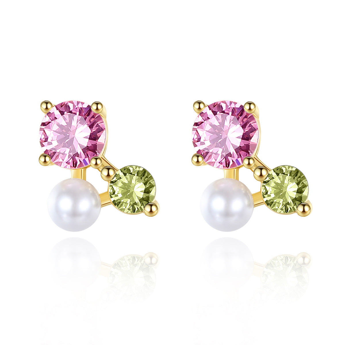 Pearl and Crystal Earrings Studs - HERS