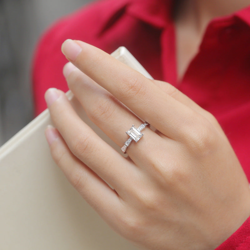 Moissanite Emerald Cut Engagement Rings - HERS