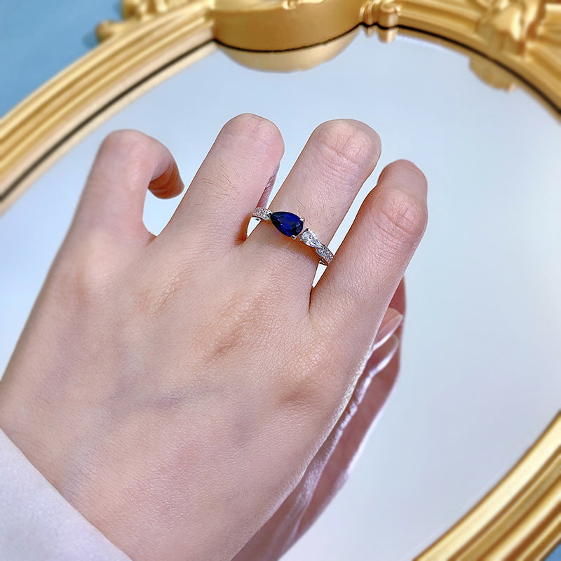 Pear Shaped Sapphire Band Ring