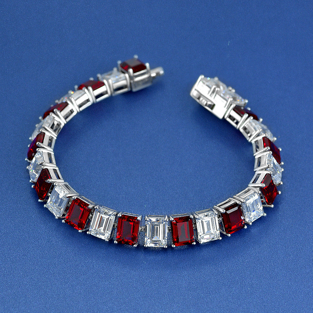 Emerald Cut Ruby Gemstone Bracelet - HERS