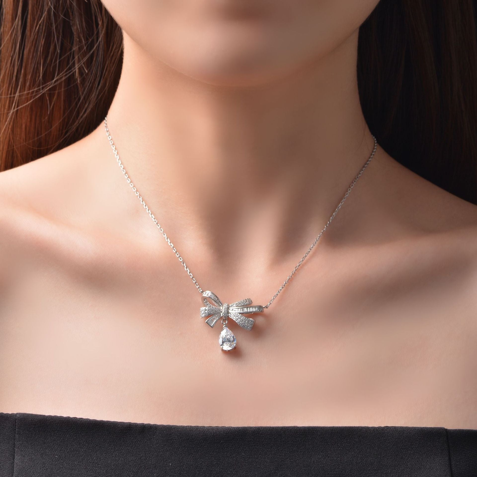 Diamond Bow Necklace - HERS