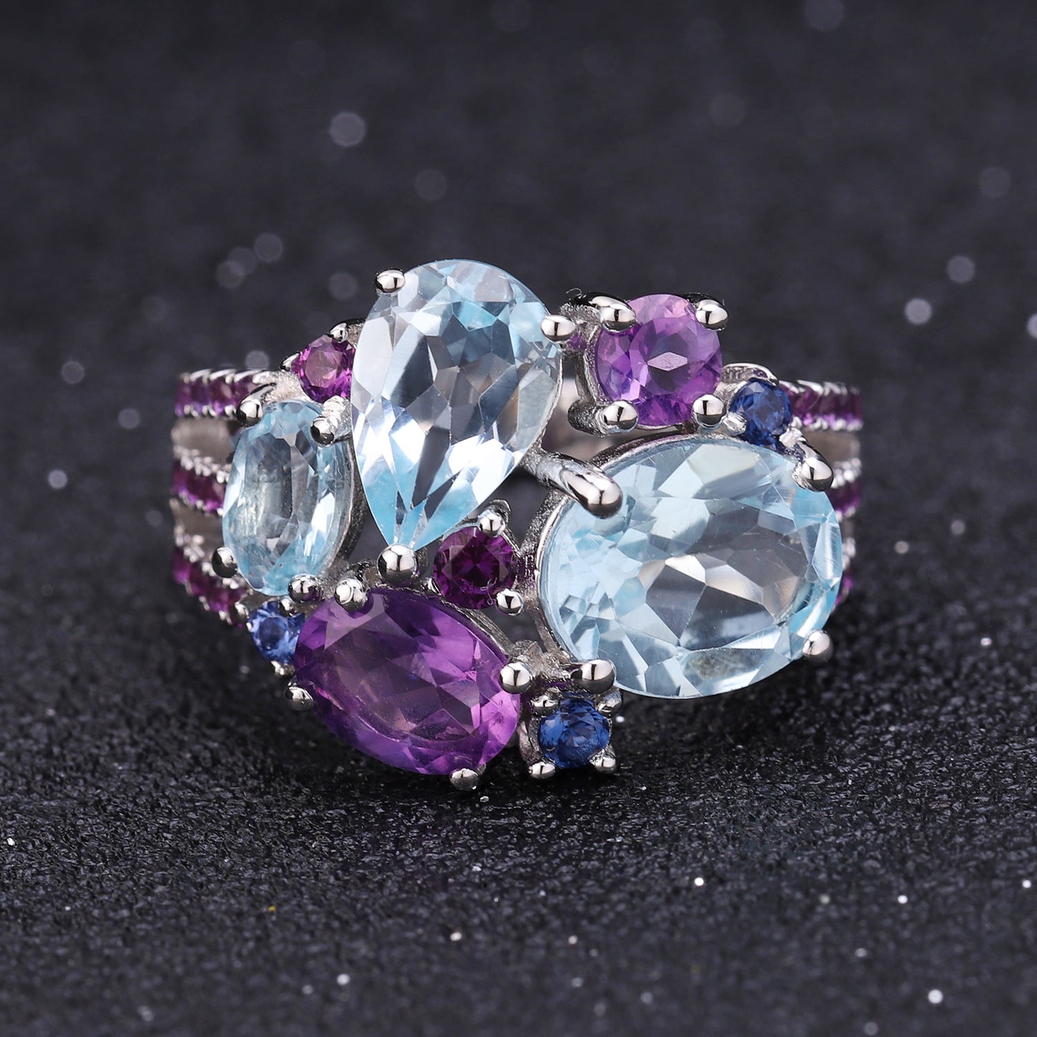 Amethyst and Blue Topaz Ring - HERS