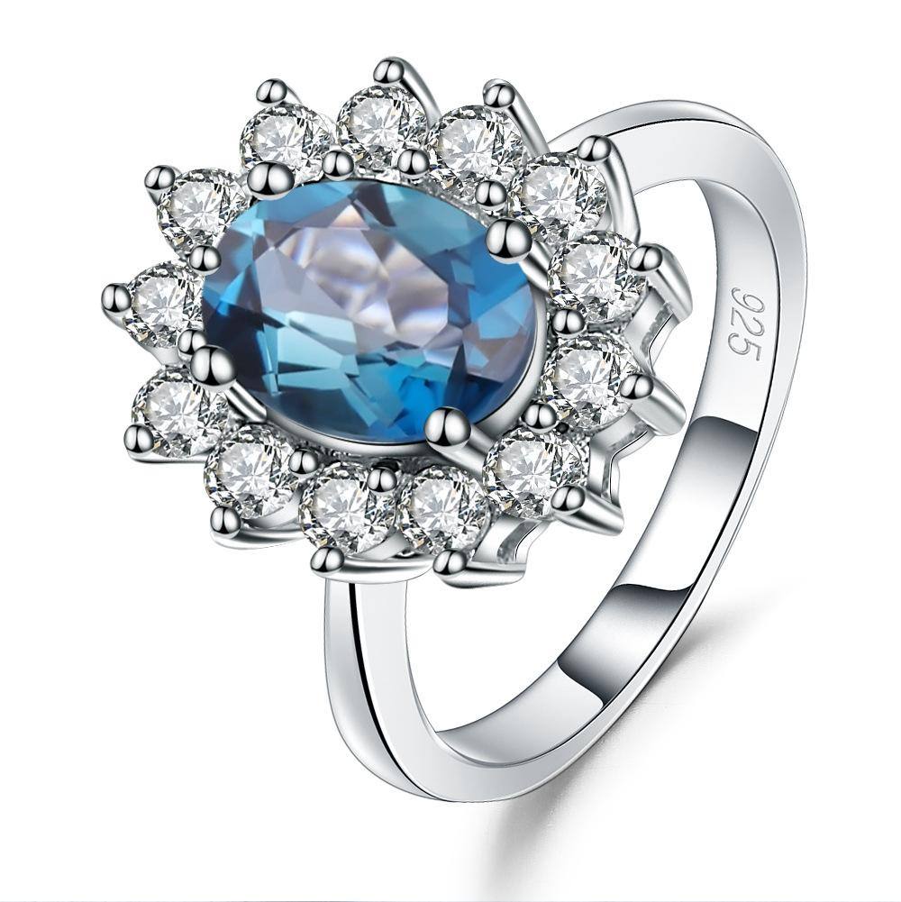 London Blue Topaz Halo Ring - HERS