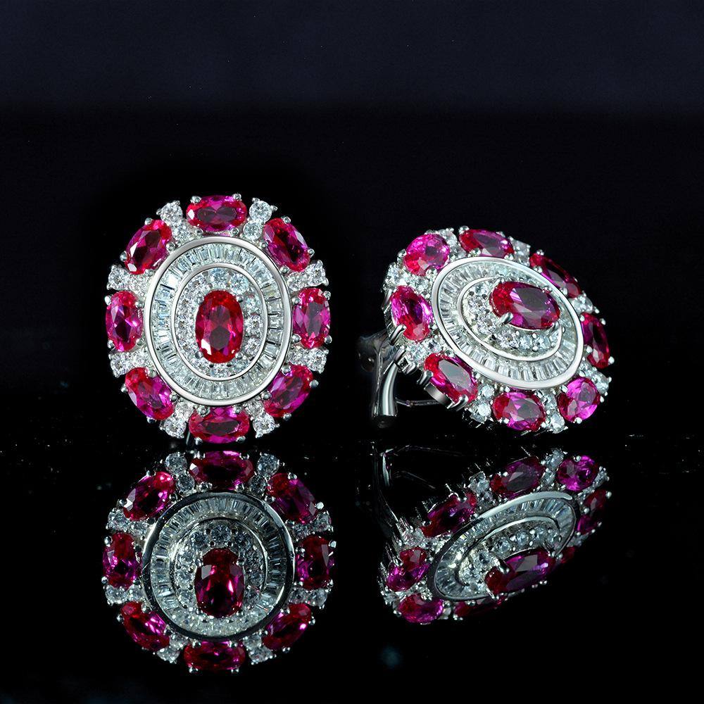Retro Small Ruby Studs Earrings - HER'S