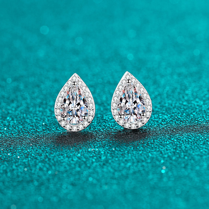 Moissanite Studs Pear Shaped 2 carat - HERS
