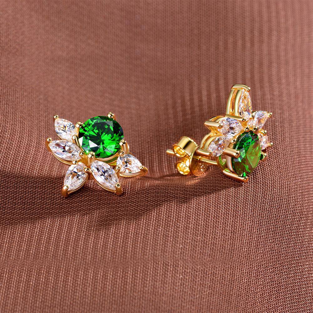 Emerald Stud Earrings Gold - HERS