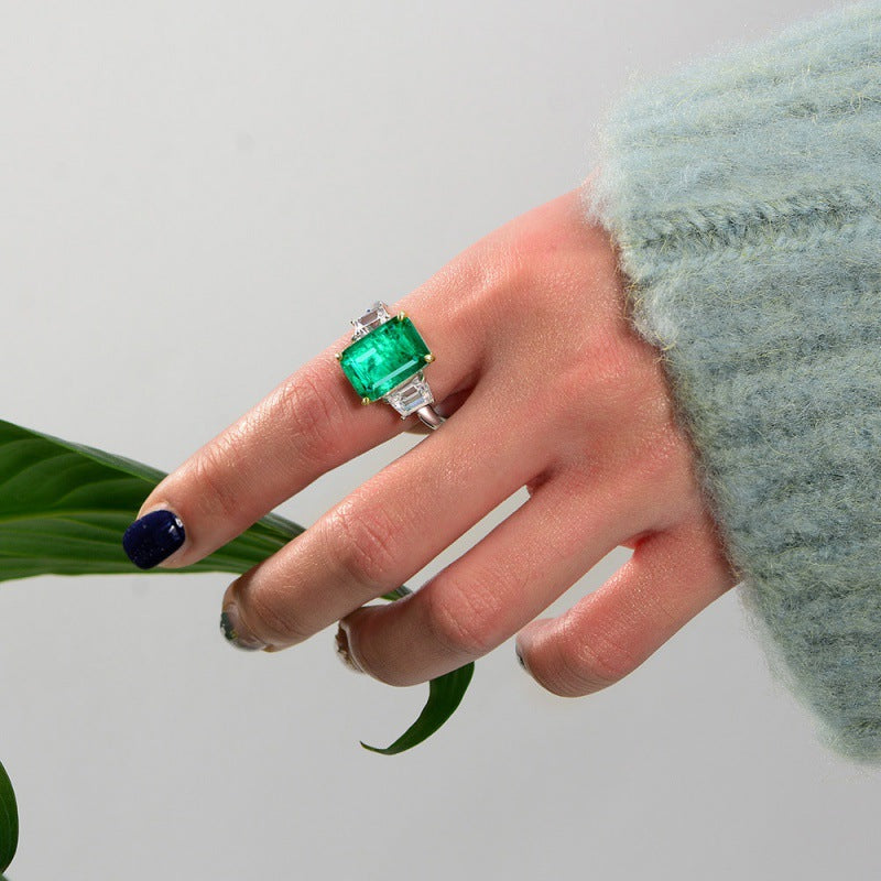 Emerald and Baguette Diamond Ring - HERS