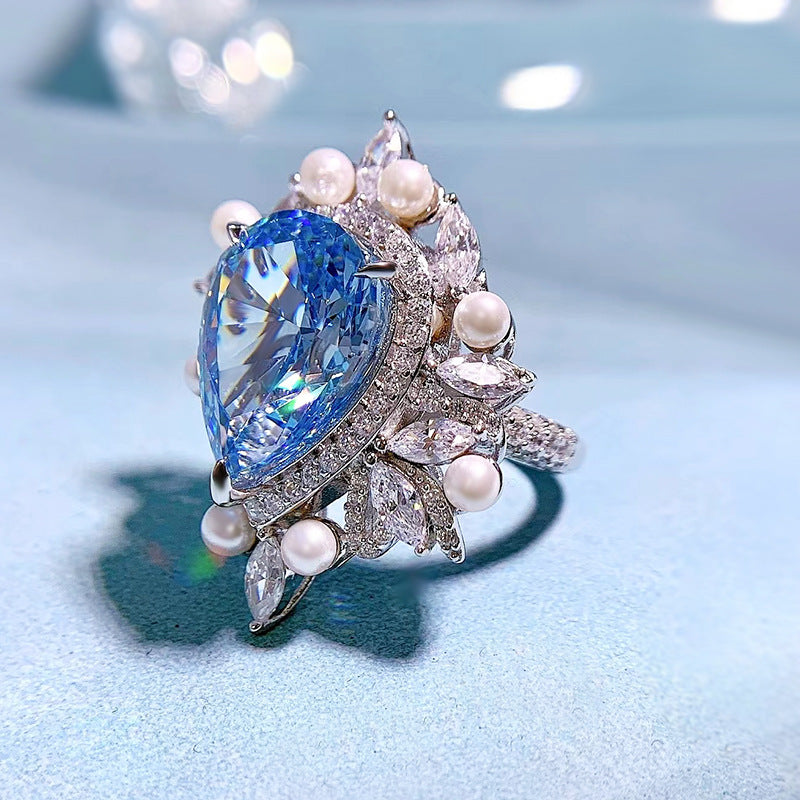 Pearl and Aquamarine Ring