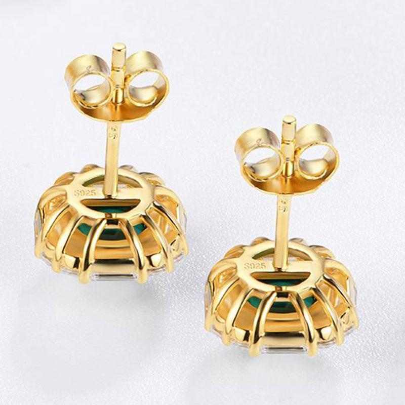 Emerald and Gold Earrings Studs - HERS