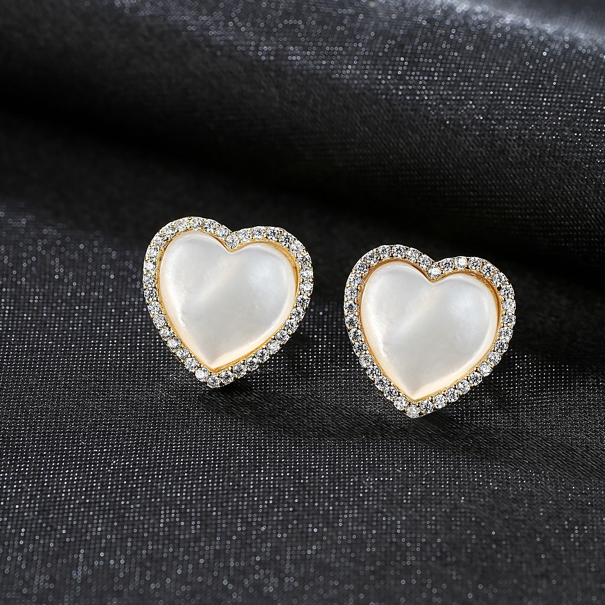 Pearl Heart Earrings Studs - HERS