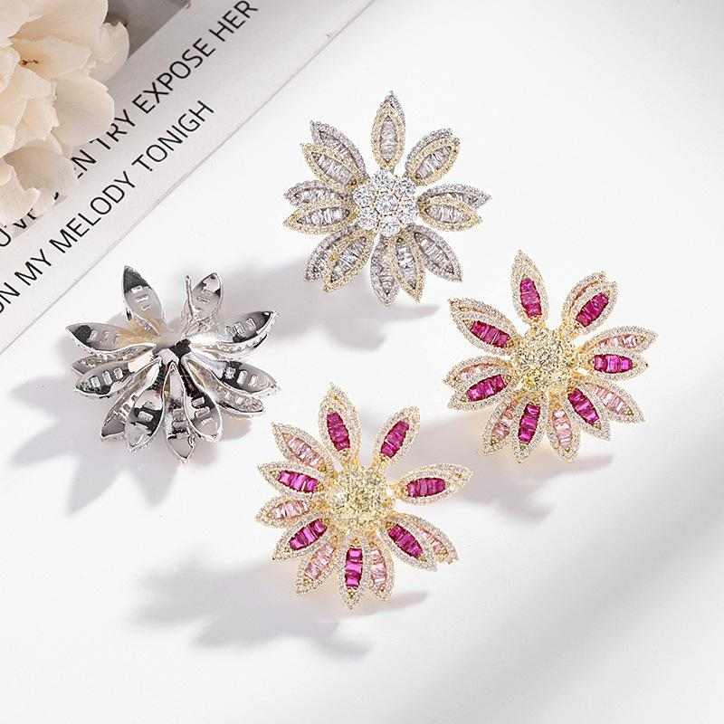 Pink Flower Earrings Studs - HERS