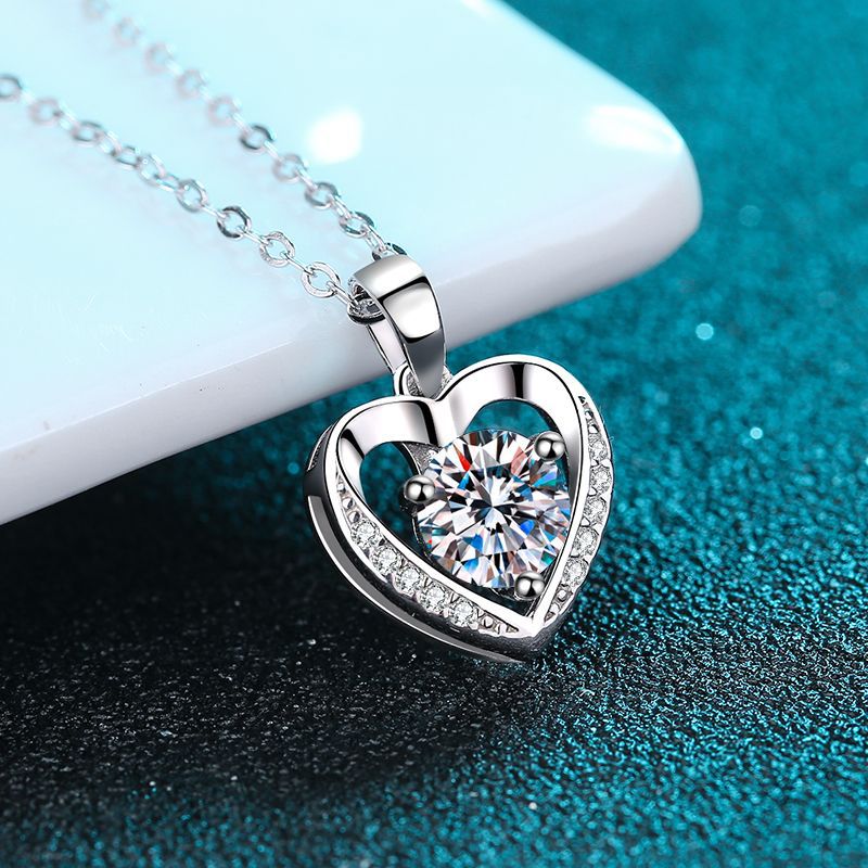 Moissanite Heart Necklace - HERS