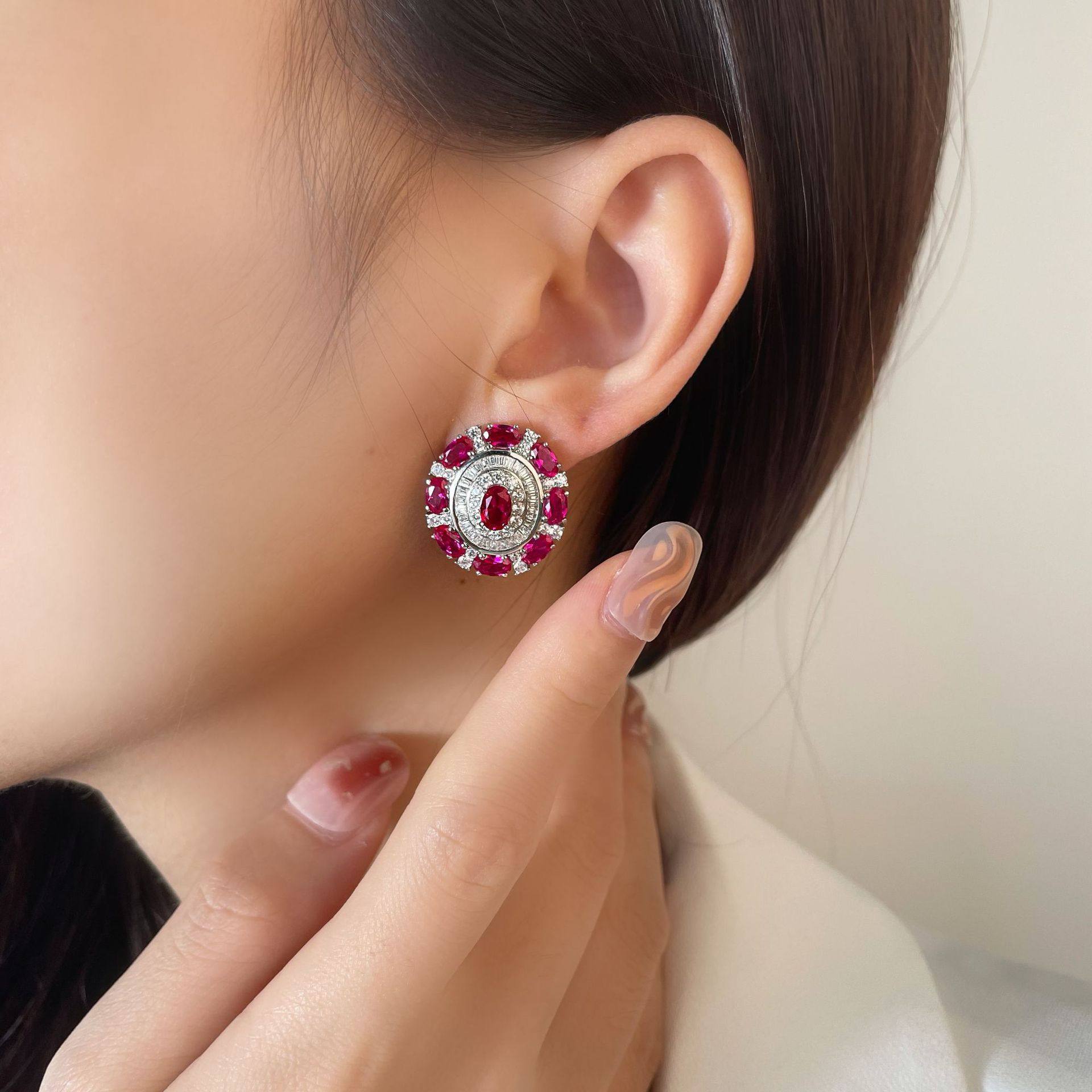 Retro Small Ruby Studs Earrings - HER'S