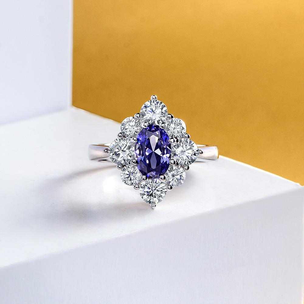 Egg-shaped Sapphire Diamond Three Set - HER'S
