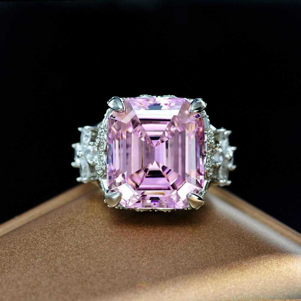 Emerald Cut Diamond Engagement Ring Pink - HERS