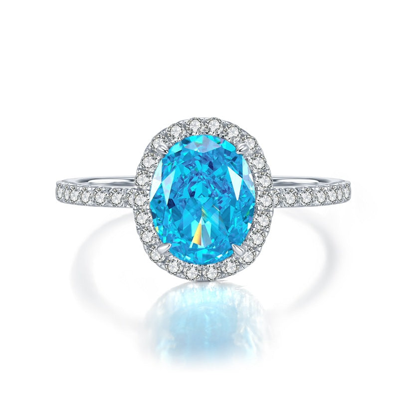 Aquamarine Halo Engagement Ring