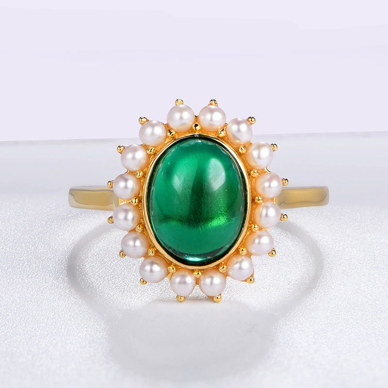 Emerald and Pearl Ring - HERS